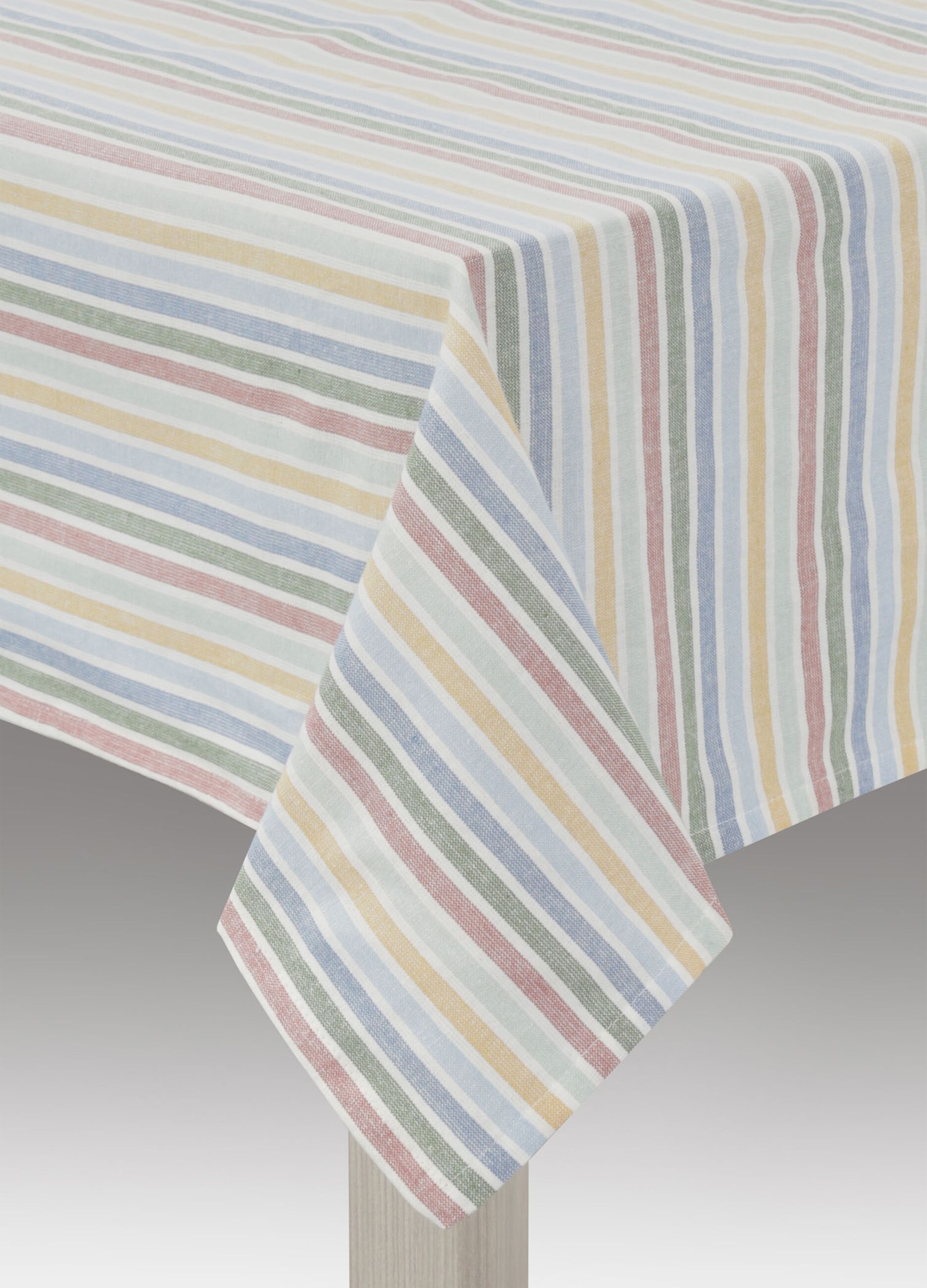 6-Seater tablecloth in striped cotton