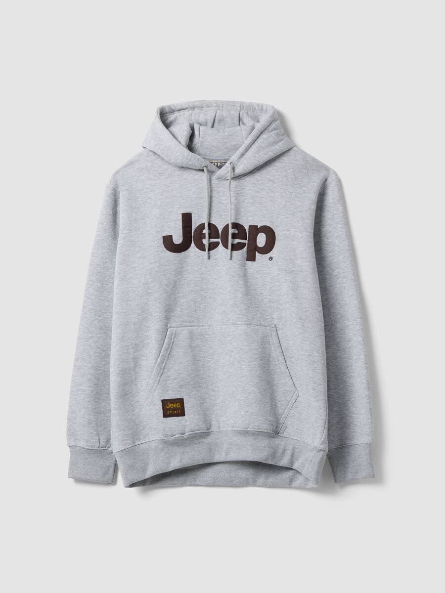 Grey cotton-blend hoodie with Jeep print, relaxed fit_0