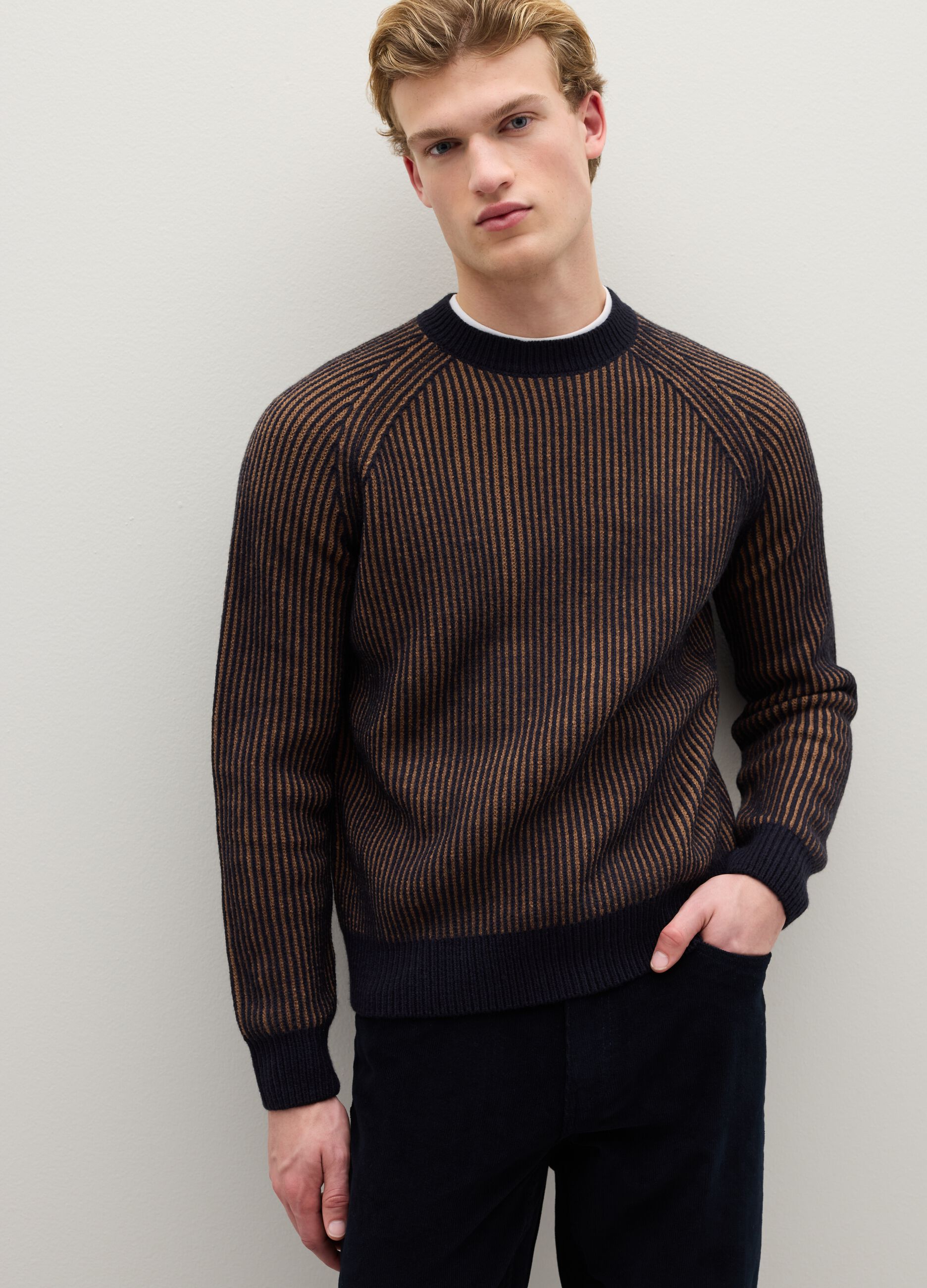 Multifarbiger gestreifter Regular Fit Strickpullover