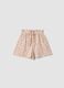 Girls' beige pure cotton shorts with floral print_0