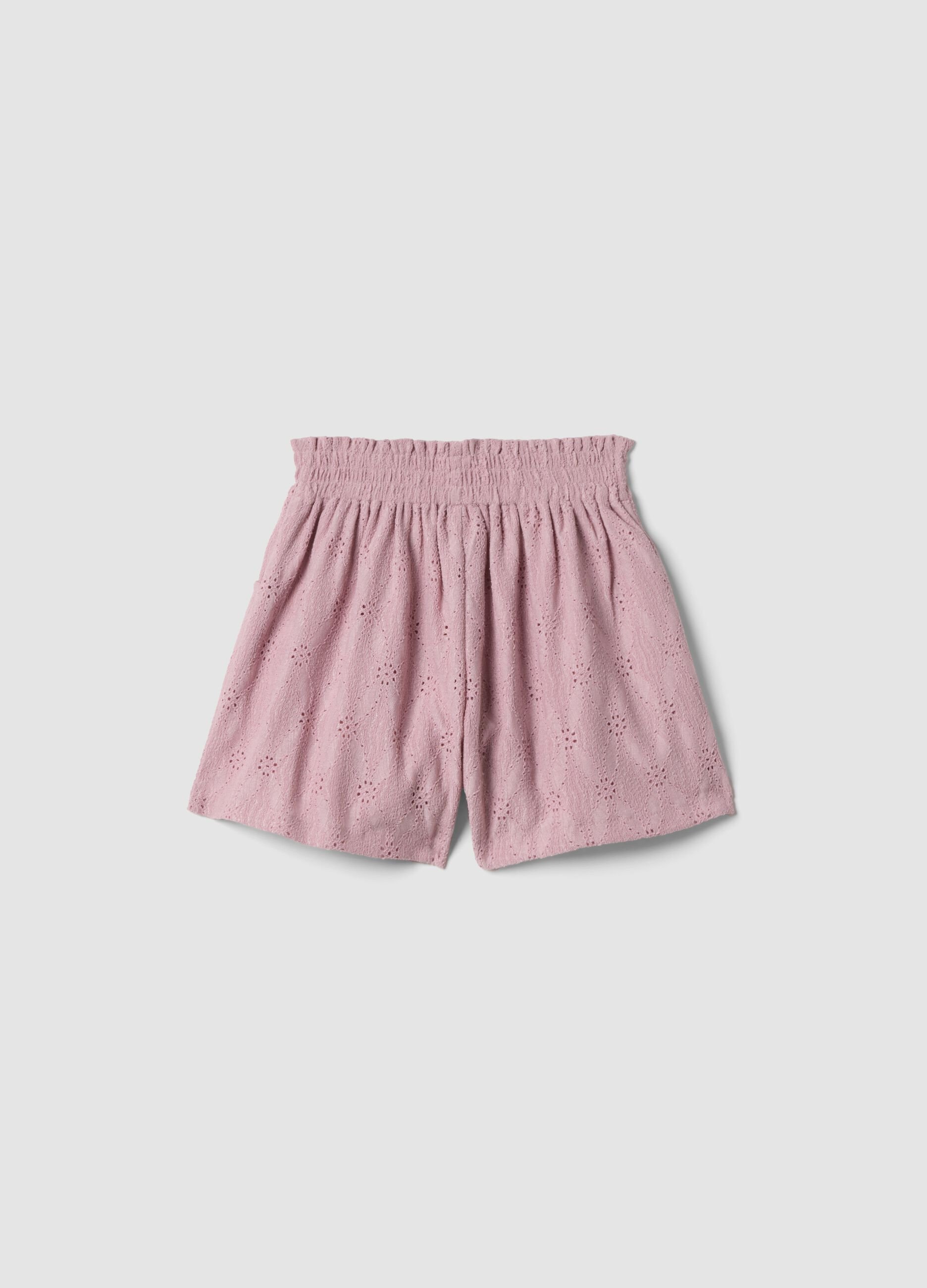 Girls&rsquo; pink stretch shorts with elasticated waist, regular fit