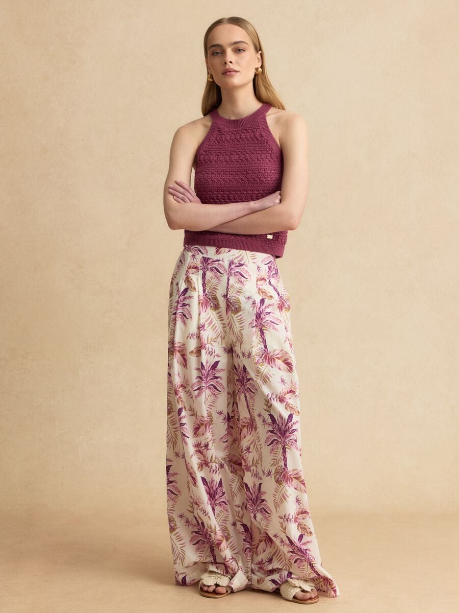 Violettes Tanktop aus Baumwollmix in Strickoptik_1