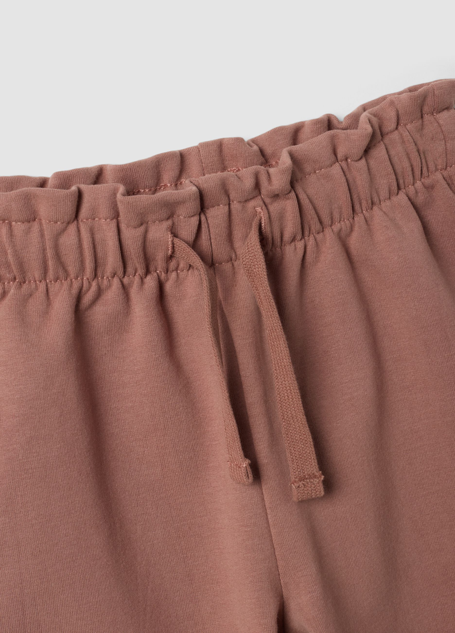 Beige and brown organic cotton-blend set with Bambi print