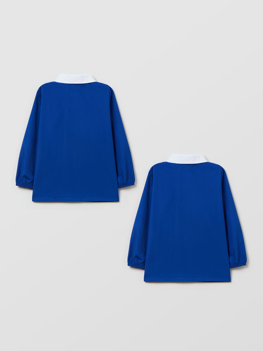 Two-pack short, solid colour school smocks with zip._1