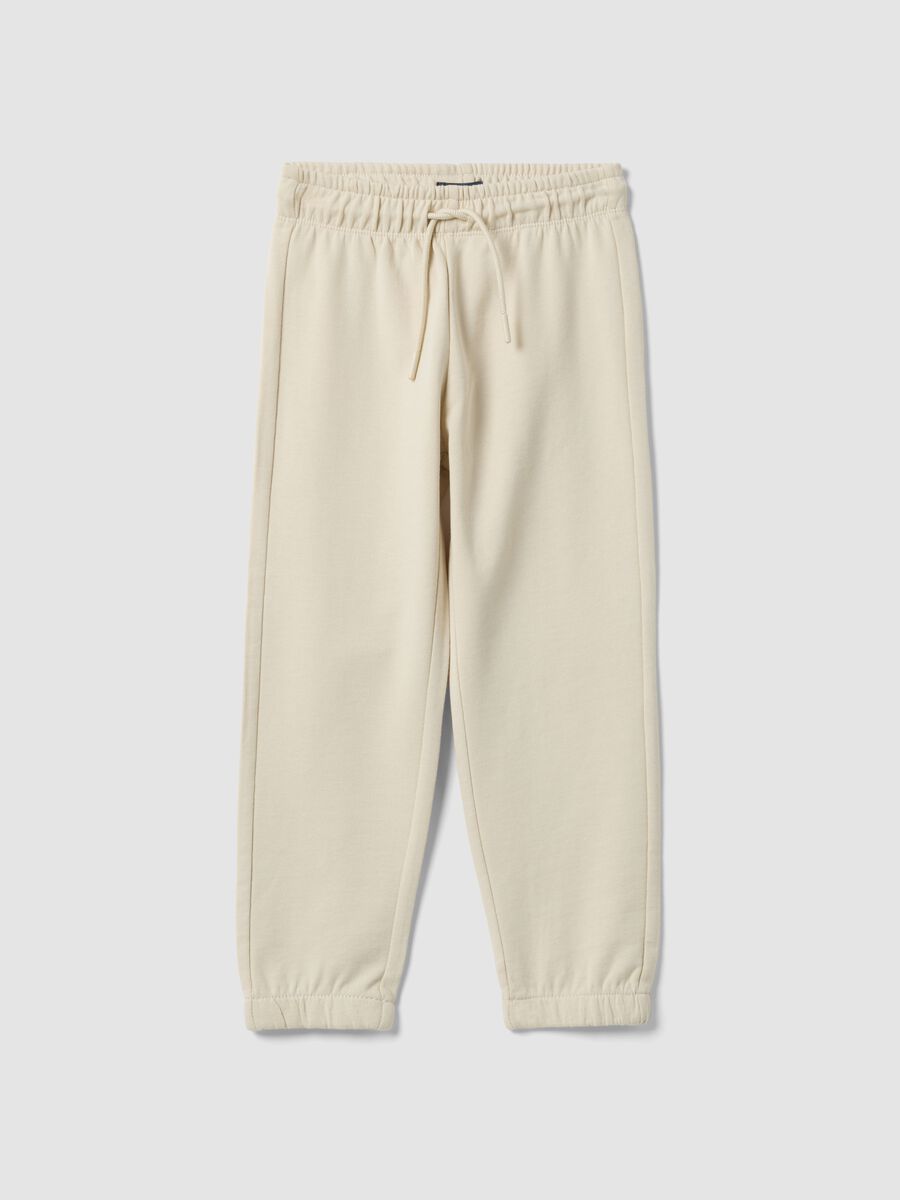 White pure cotton jogger trousers for kids, regular fit_0