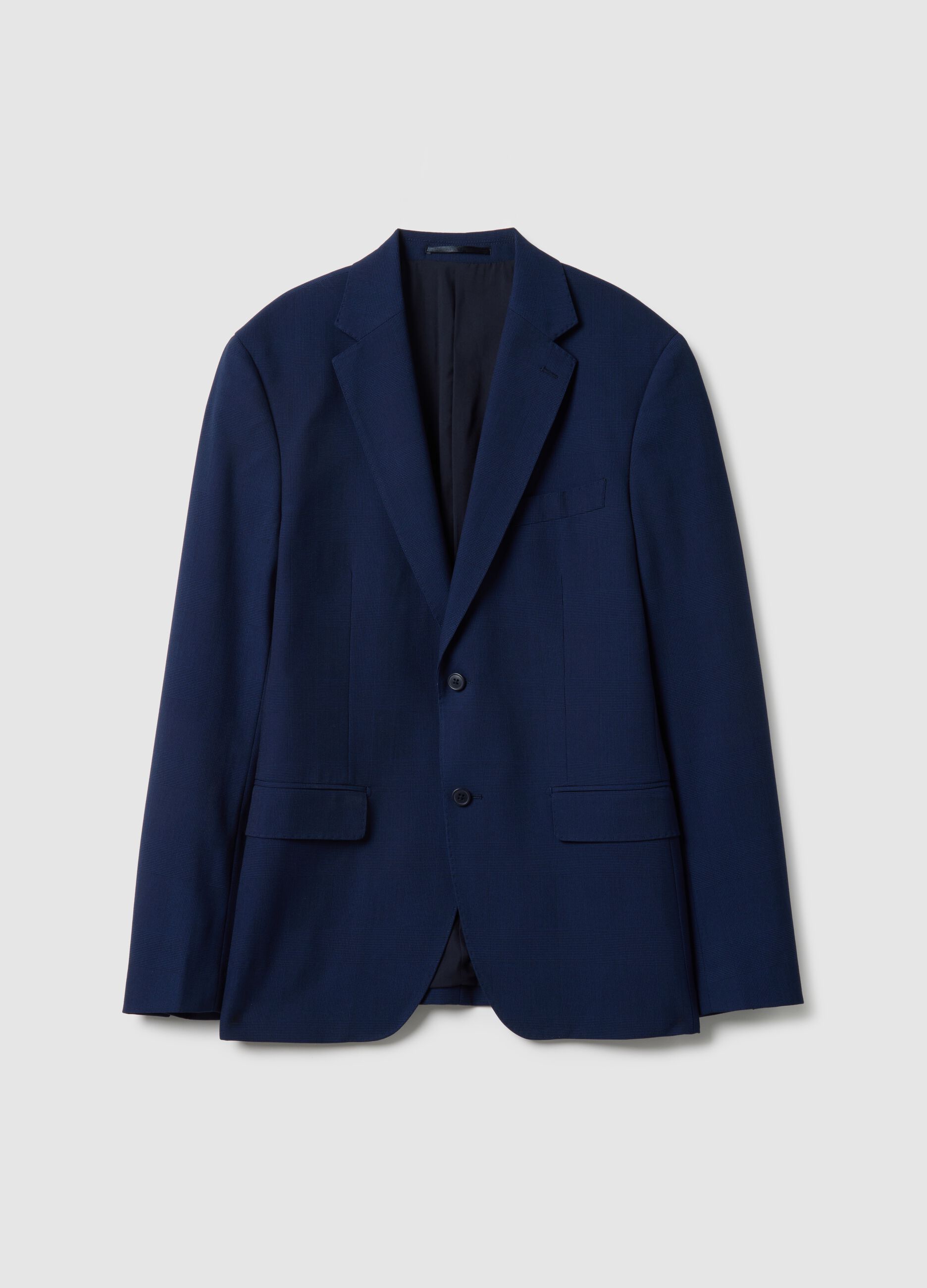 Blue Single-Breasted Slim Fit Jacket