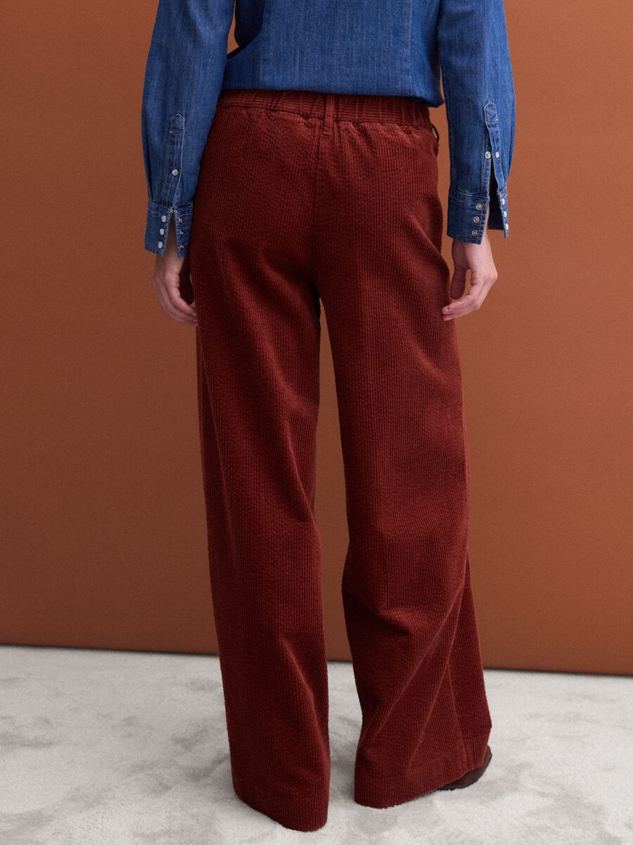 Orangefarbene Rippstrick-Hose aus reiner Baumwolle im Regular Fit_2
