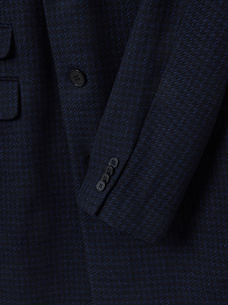 Long blue checked coat regular fit in houndstooth_6