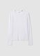 White pure cotton long-sleeve crew-neck T-shirt, regular fit_4