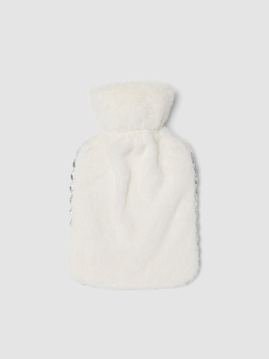 White teddy-effect hot water bottle with embroidered detail_1