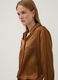 Brown stretch-fabric shirt with classic collar_0