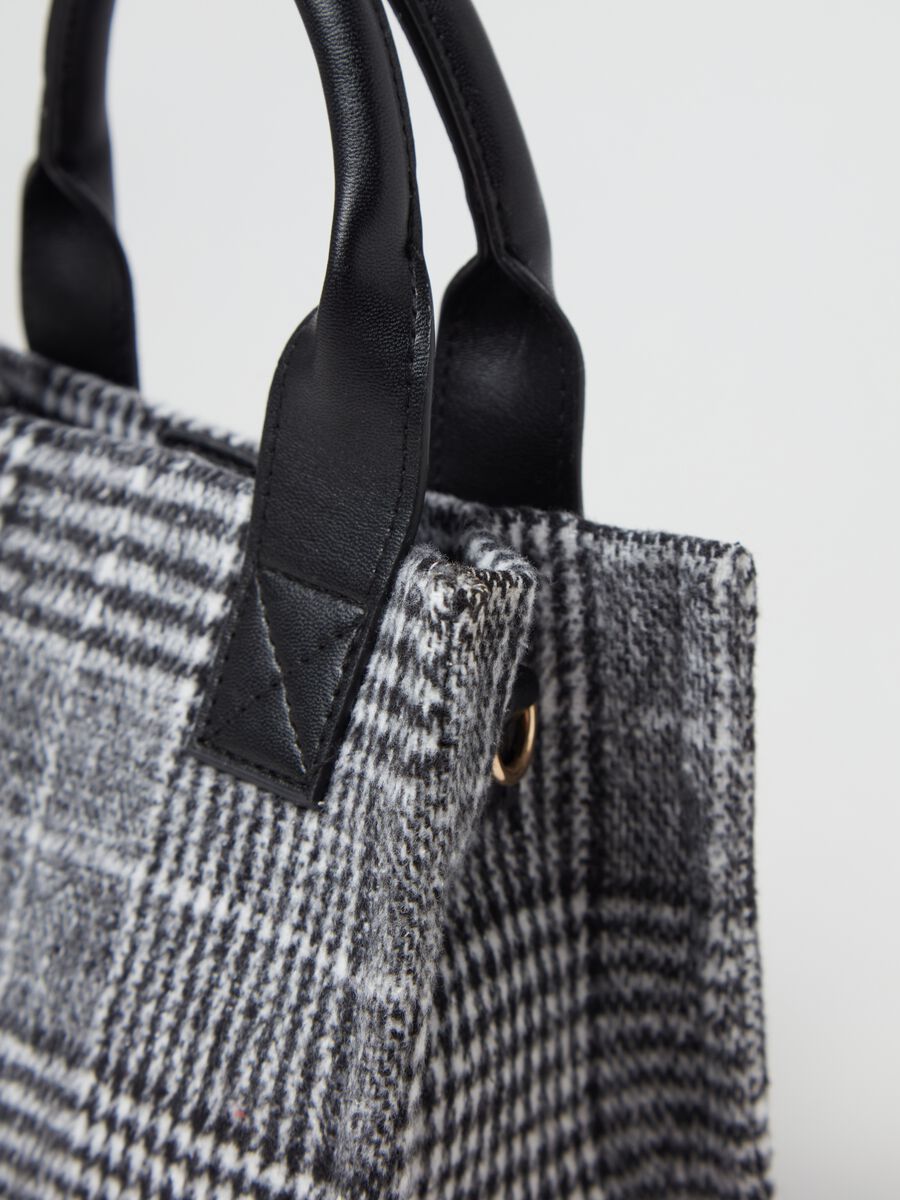 Mini tote bag with houndstooth pattern_2