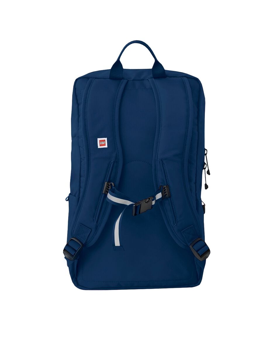 Zaino blu con tasche frontali rotonde_1