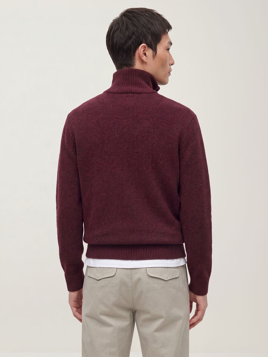 Red half-zip jumper in cotton and wool blend_3