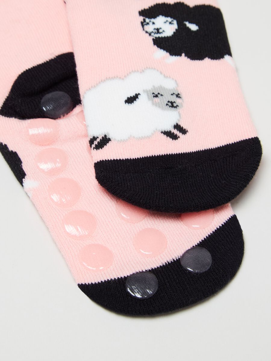 Stretch slipper socks with design_1