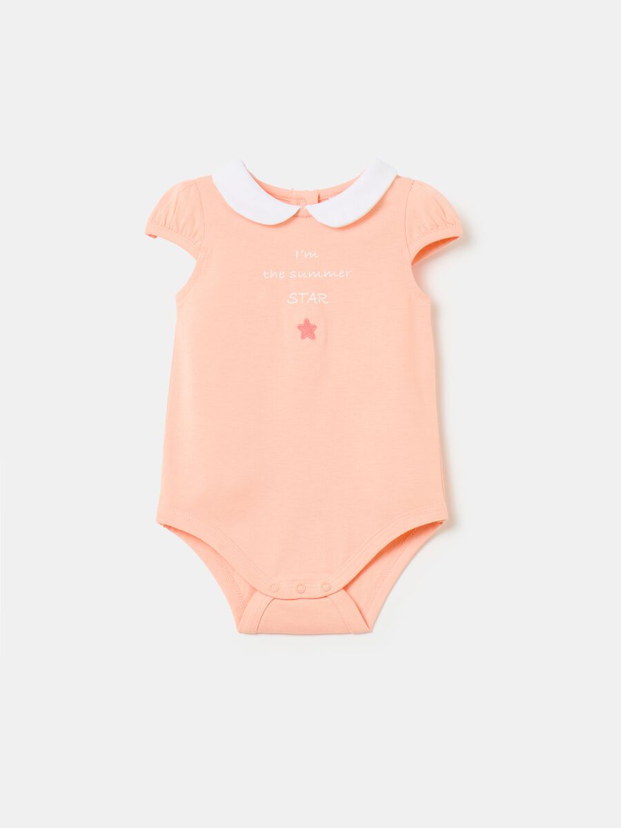 Organic cotton bodysuit with print and embroidery_0