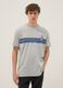 Graues T-Shirt aus reiner Baumwolle mit blauen Streifen_0