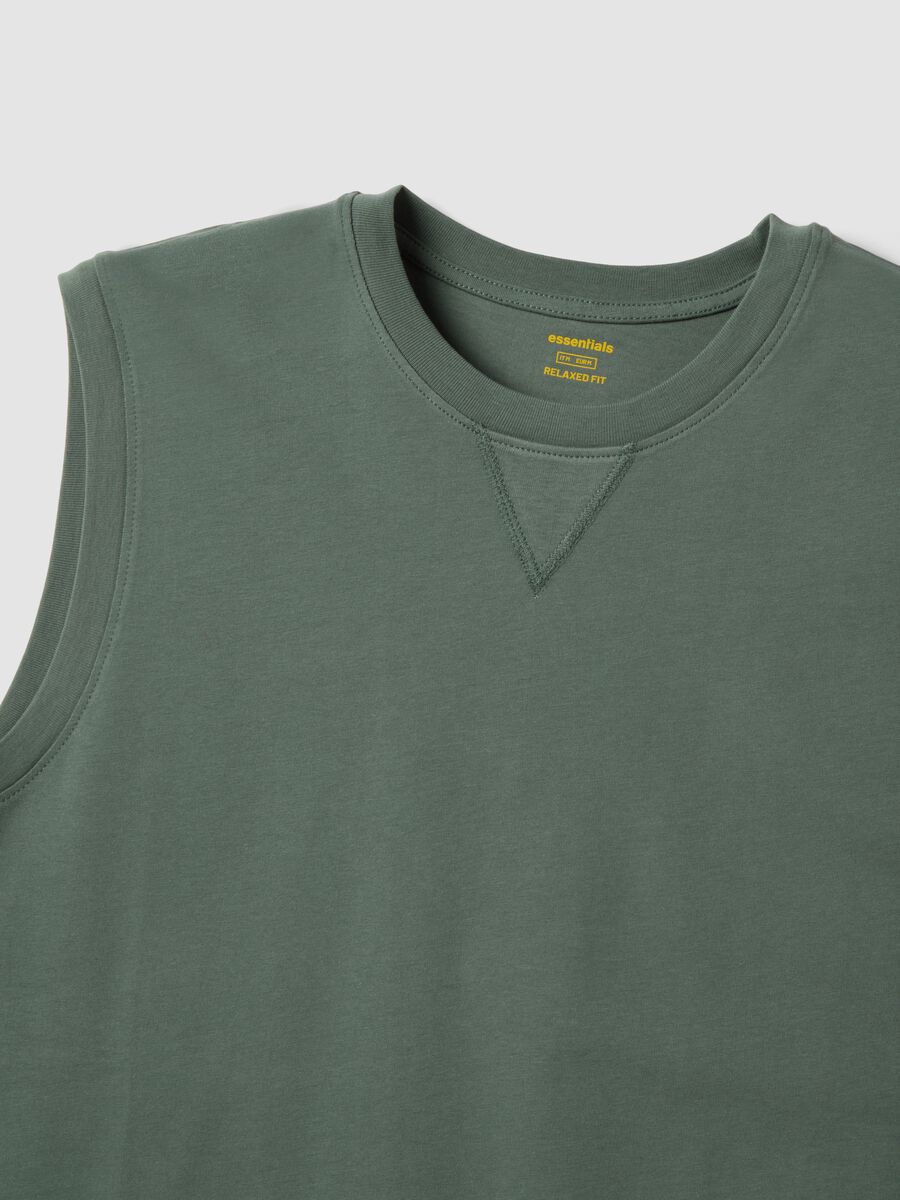 Green pure cotton tank top_5