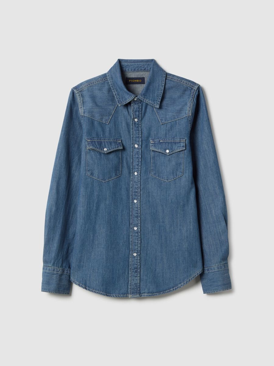 Blue denim pure cotton shirt regular fit_0