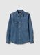 Blue denim pure cotton shirt regular fit_4