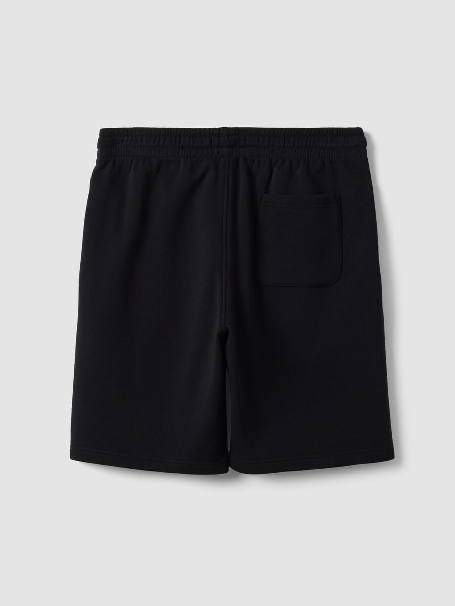 Black cotton-blend shorts with elasticated waist, regular fit_2