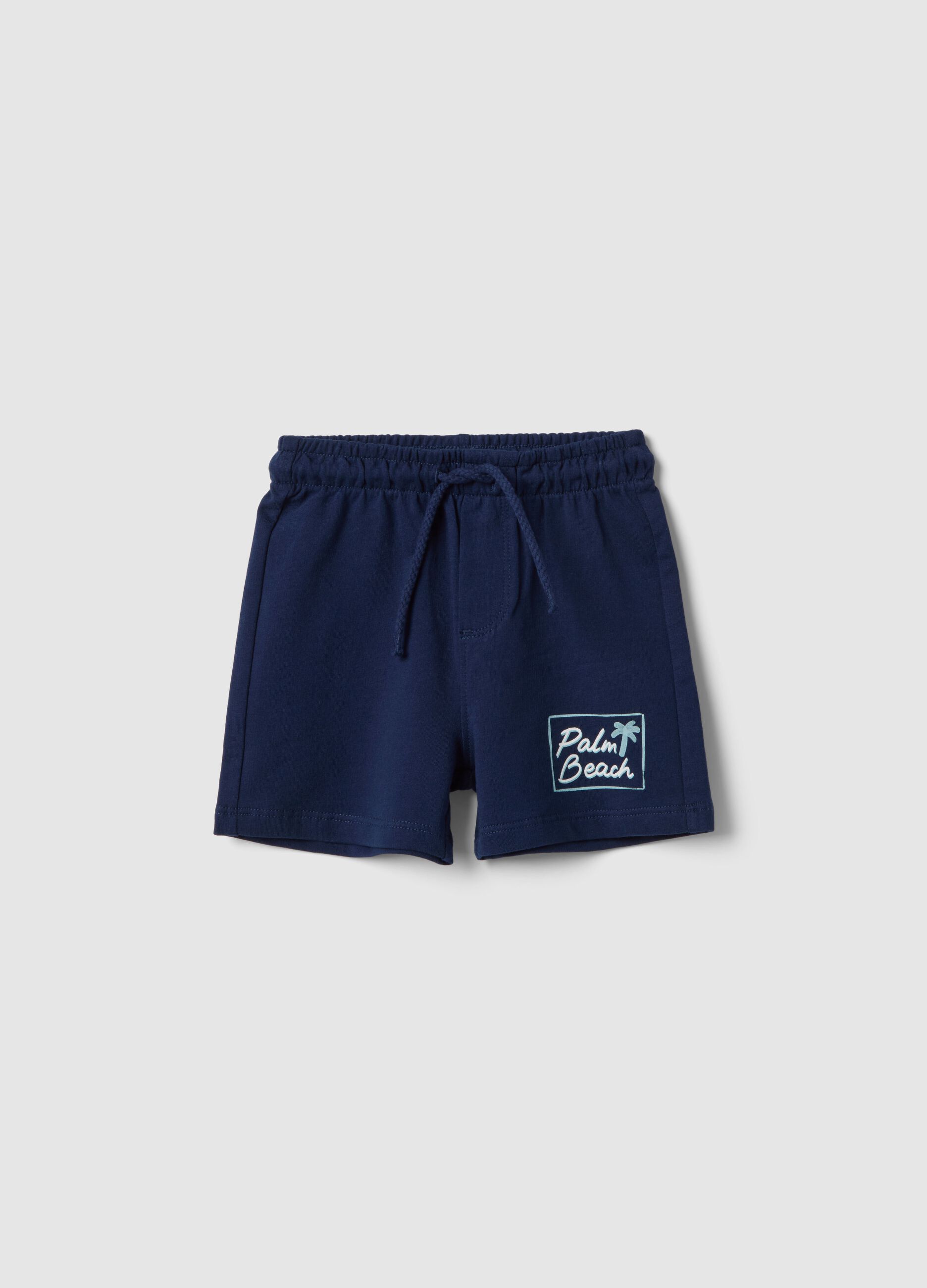 Boys' regular fit blue pure cotton shorts with graphic