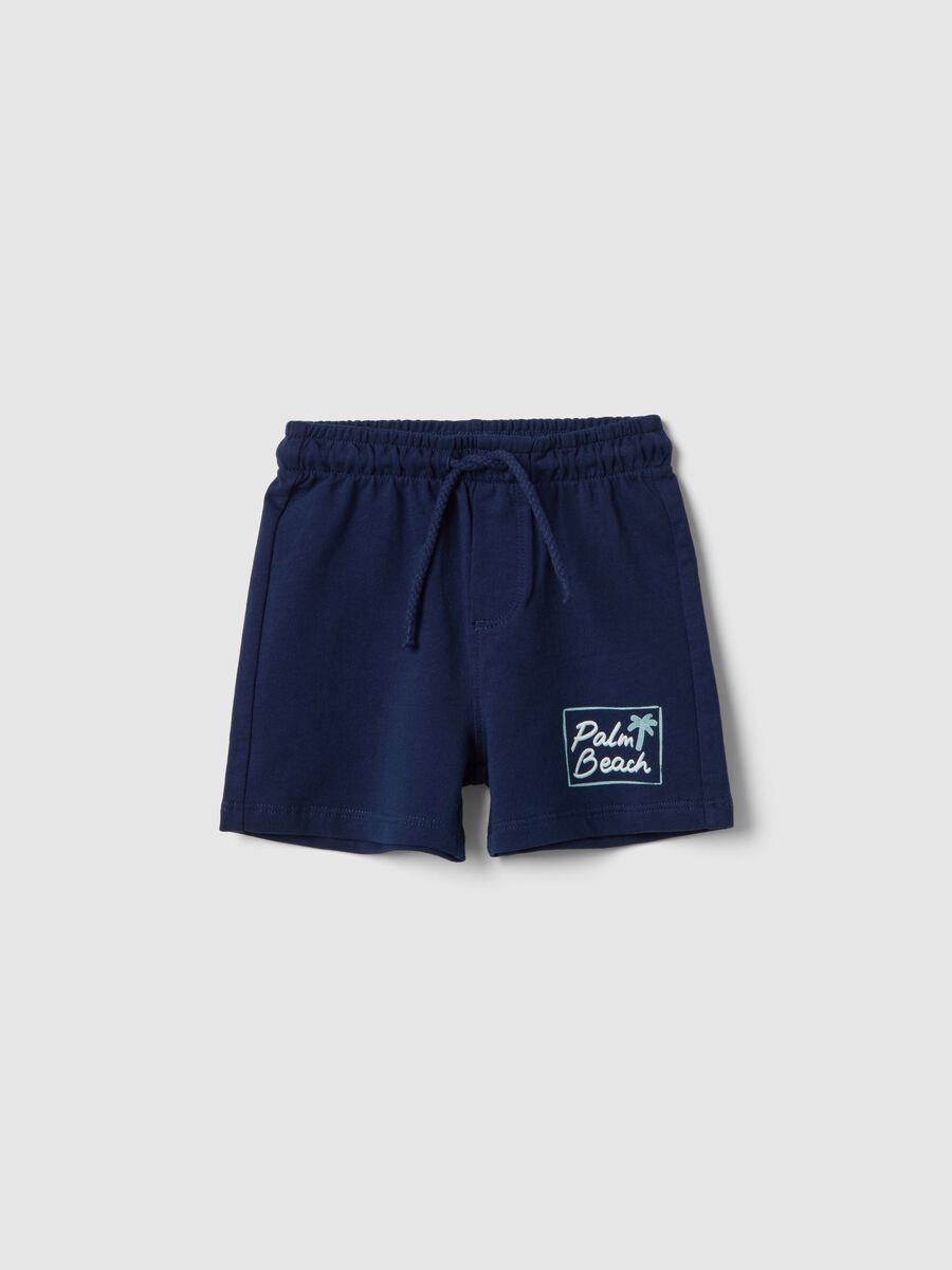 Boys' regular fit blue pure cotton shorts with graphic_0