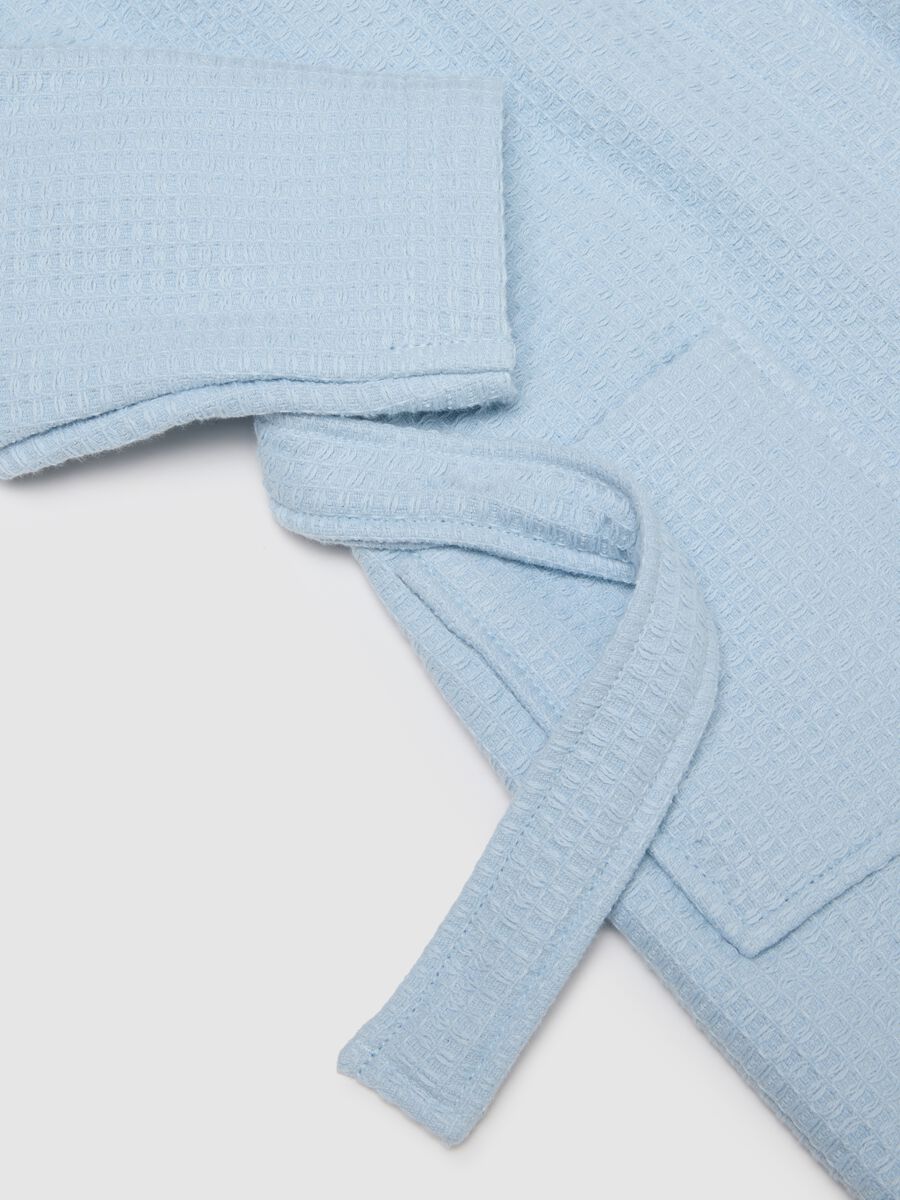 Blue hooded cotton baby bathrobe_3