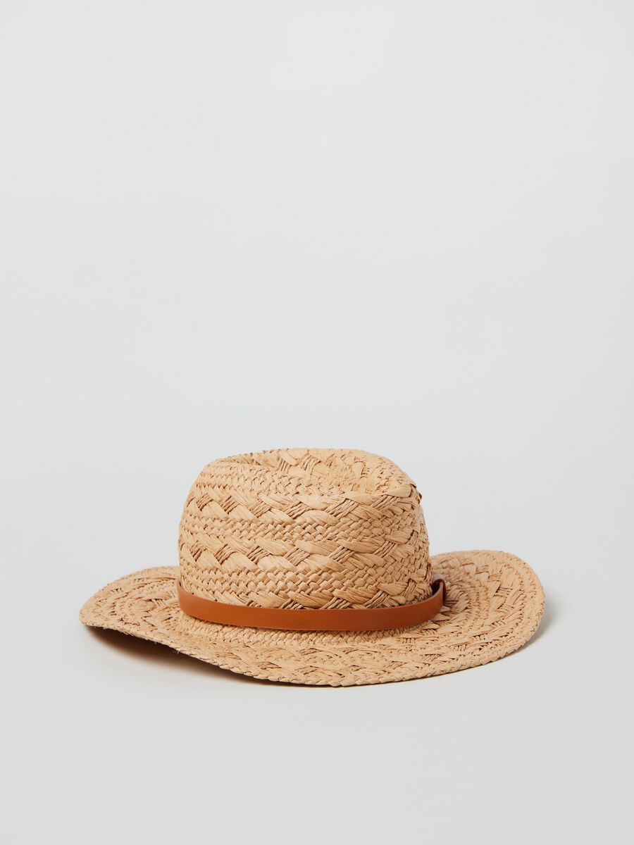 Raffia hat with strap_0