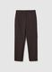 Brown slim fit cotton blend trousers_4