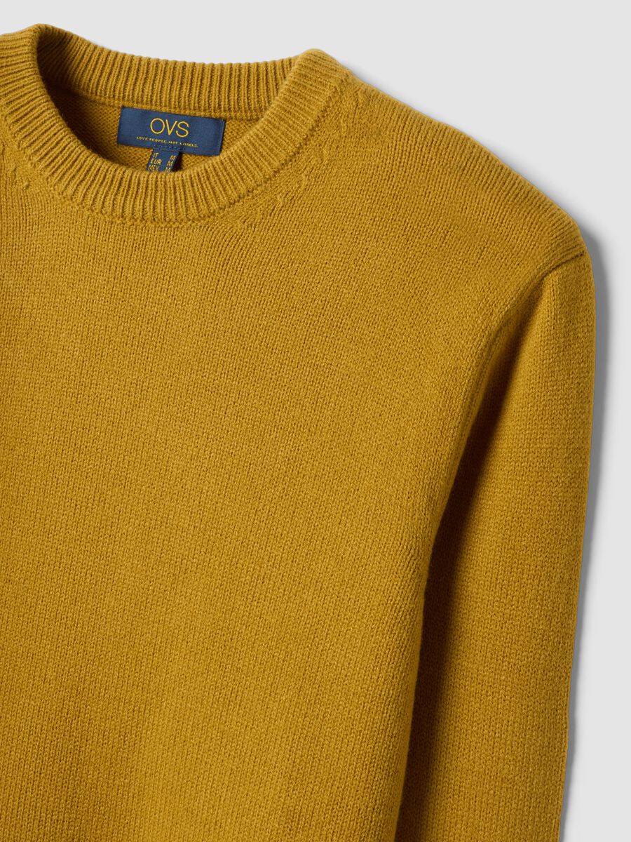 Mustard yellow regular-fit crew-neck knitted jersey jumper_1