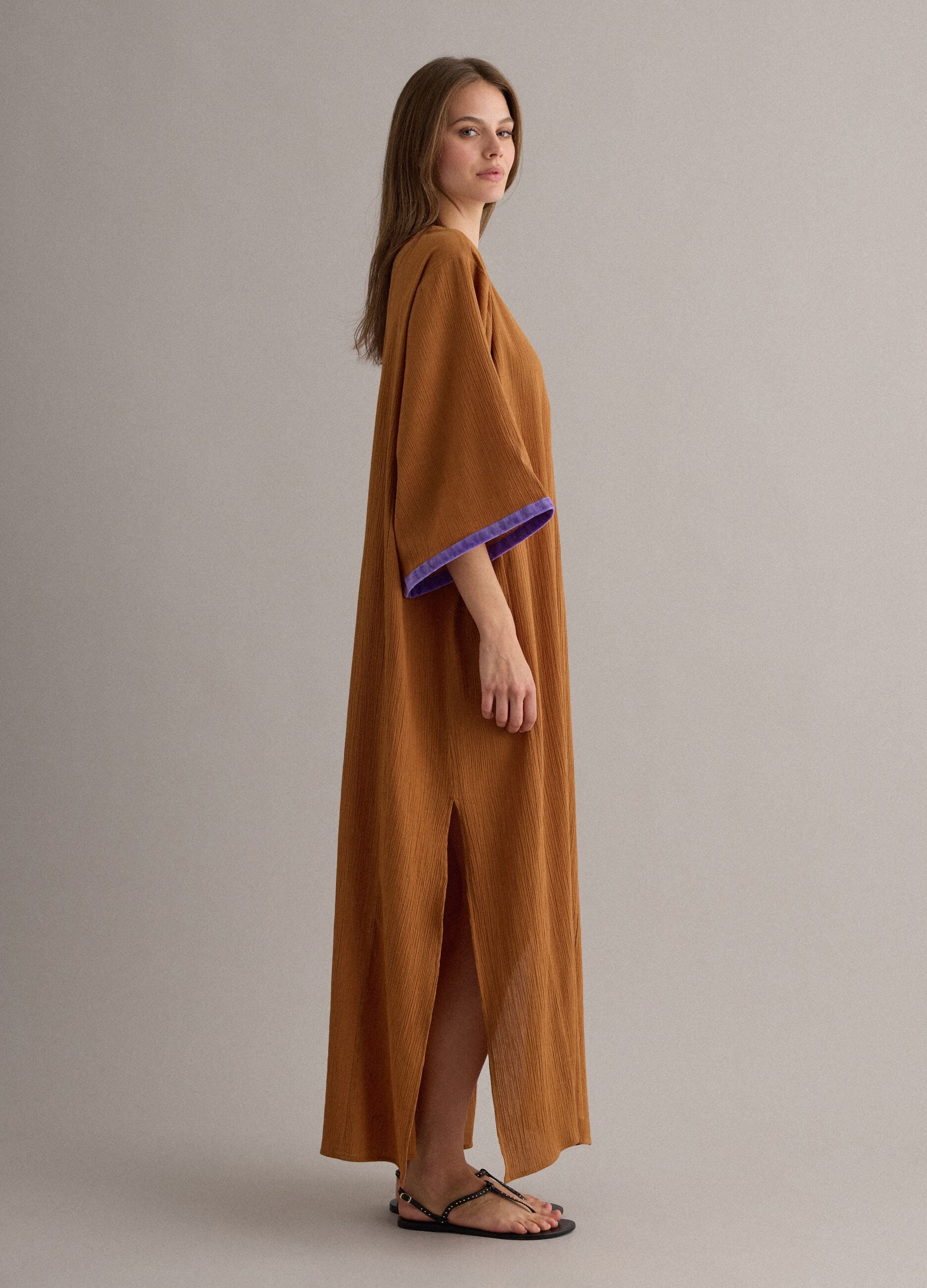 Long Brown Pure Cotton Kaftan