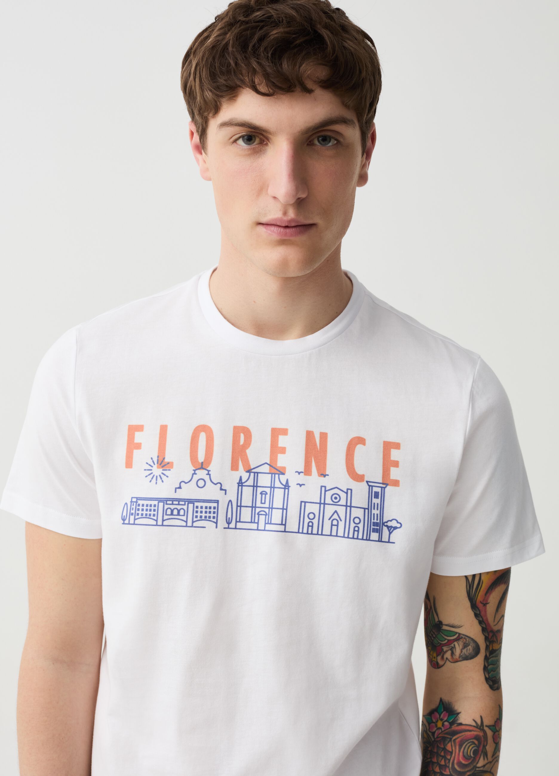 Cotton t-shirt with Firenze print