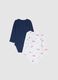 Multicoloured baby's bodysuit twin pack in pure cotton with design_1