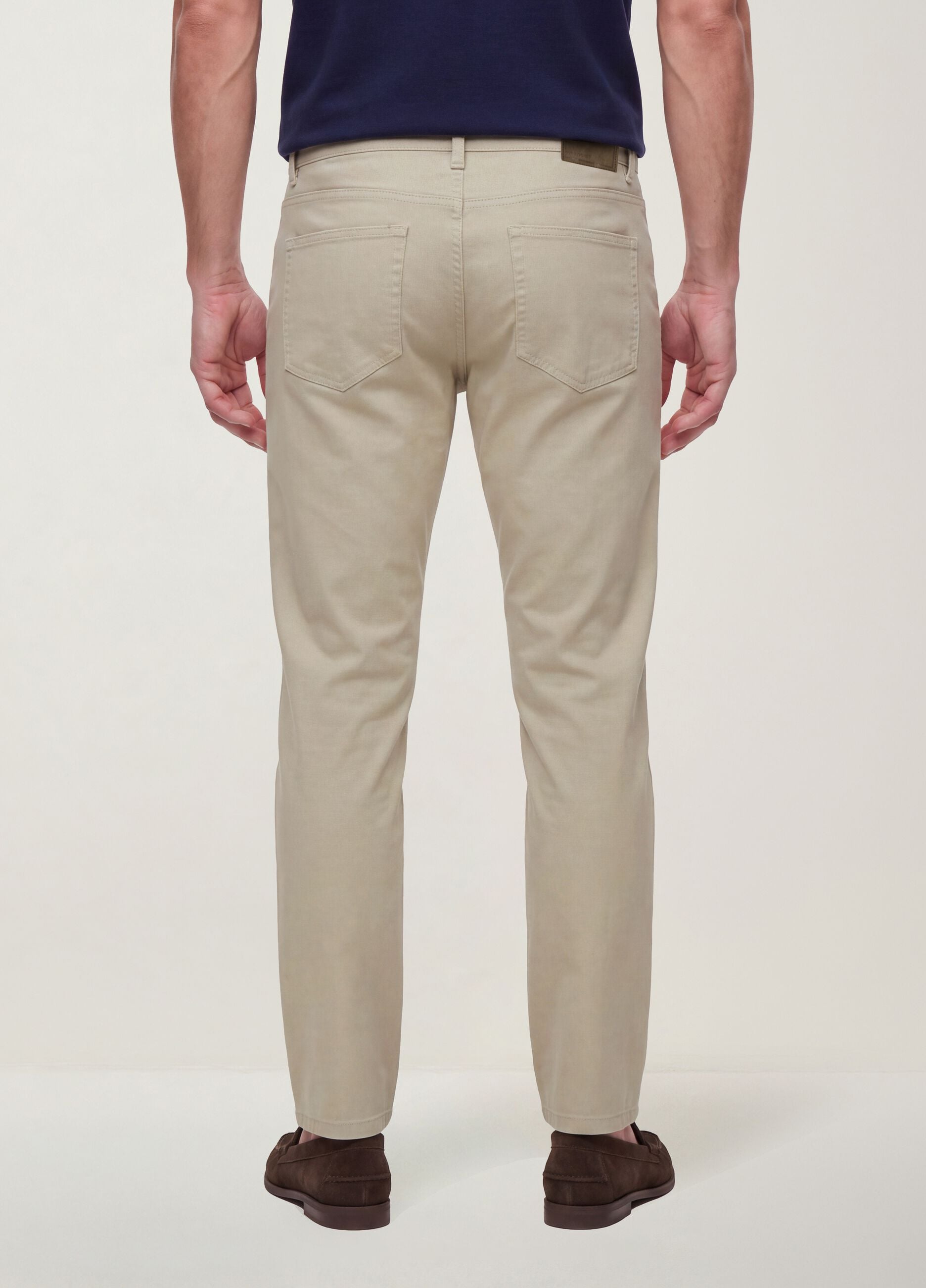 Beige pure cotton five-pocket trousers