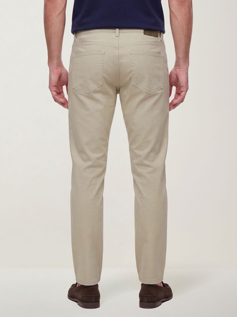 Beige pure cotton five-pocket trousers_3