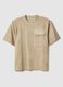 Beige pure cotton regular fit t-shirt with pocket_4