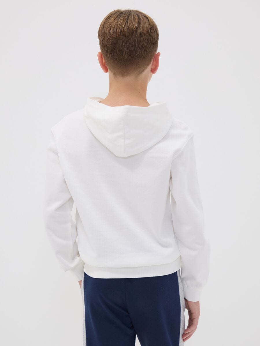 White pure cotton hoodie with print for boys_2