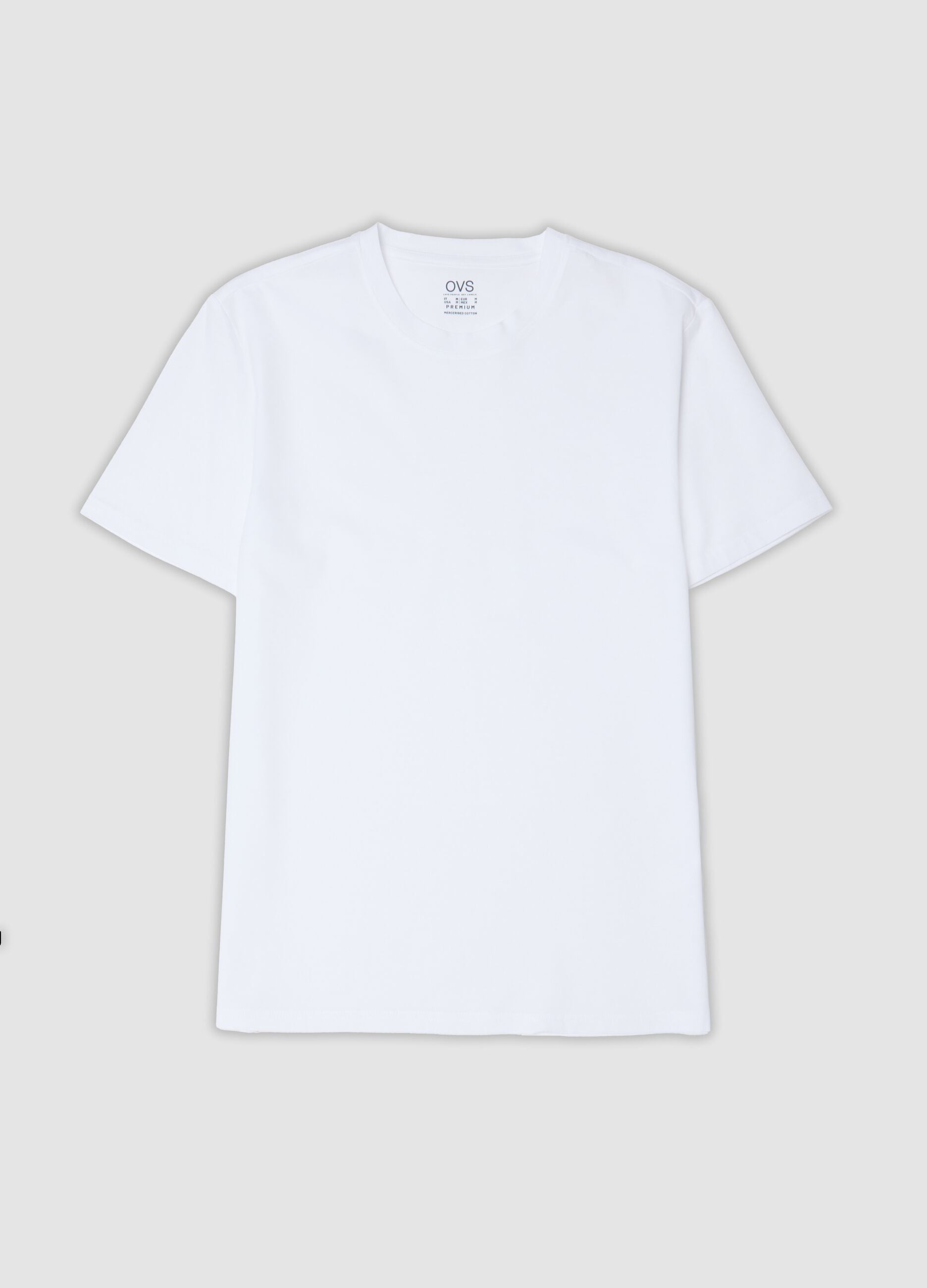 White mercerised pure cotton crew-neck T-shirt