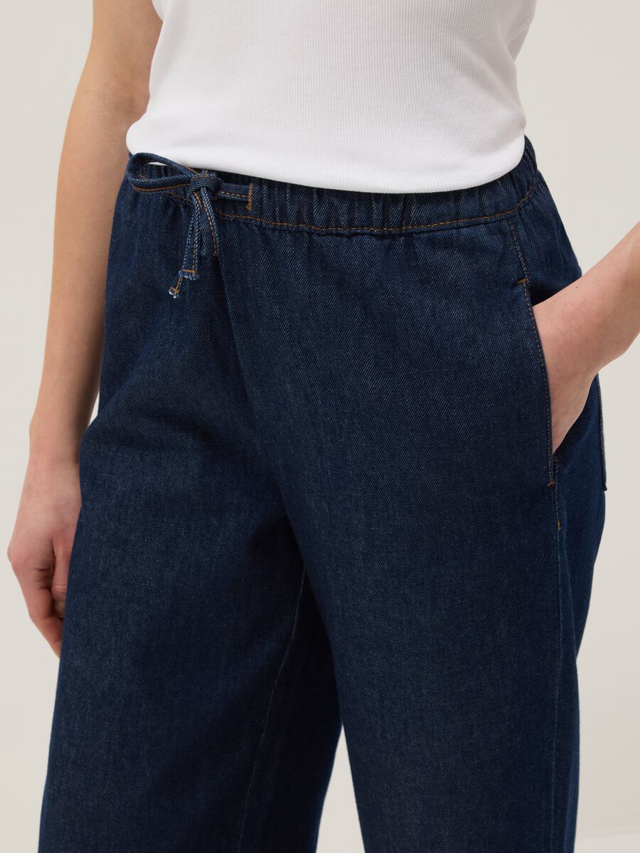 Pure Cotton Blue Denim Jogger Trousers Regular Fit_3