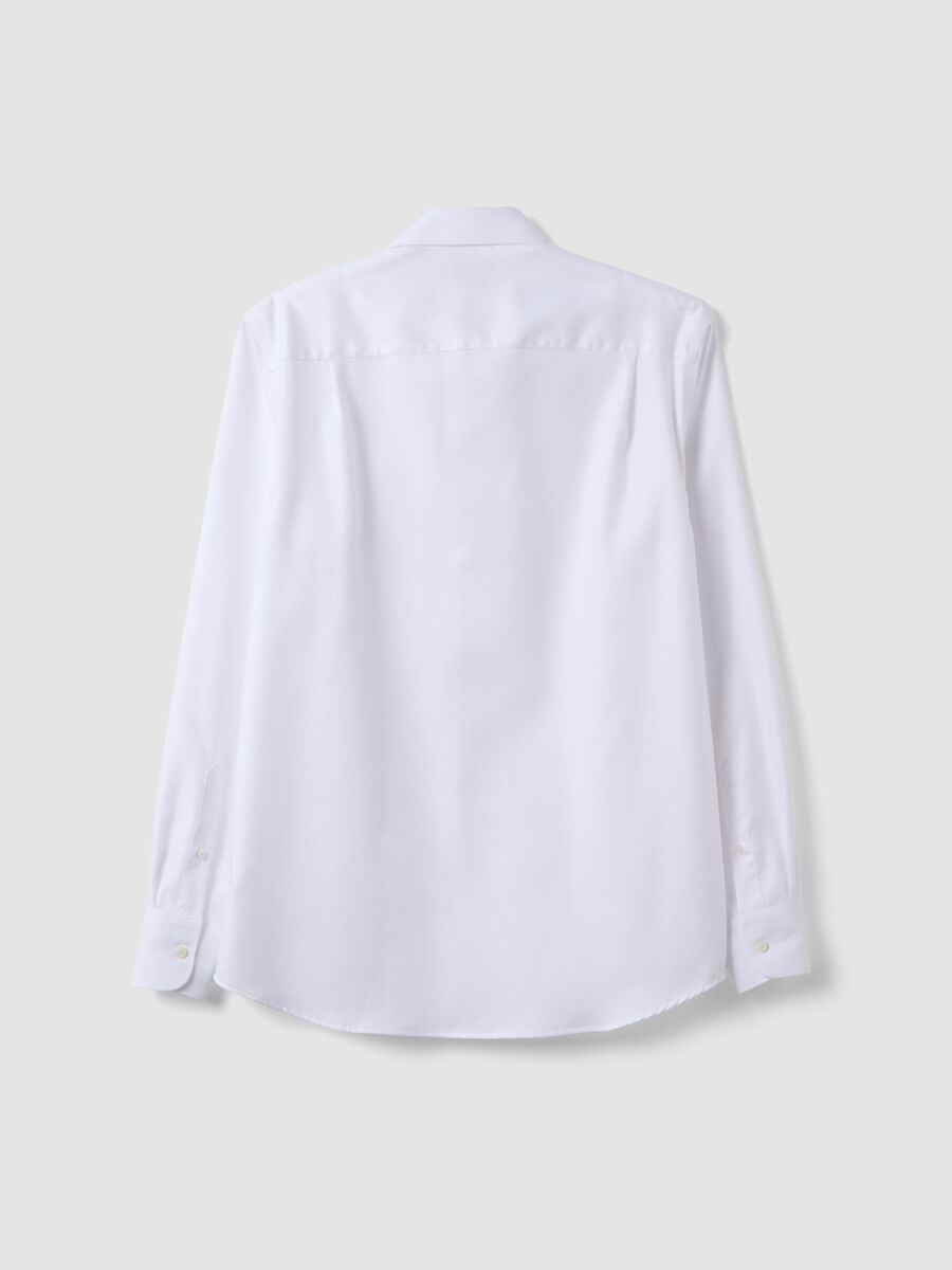 White regular-fit pure cotton shirt with cutaway collar_1
