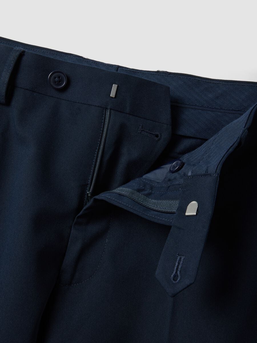 Blue formal regular-fit stretch viscose trousers_1