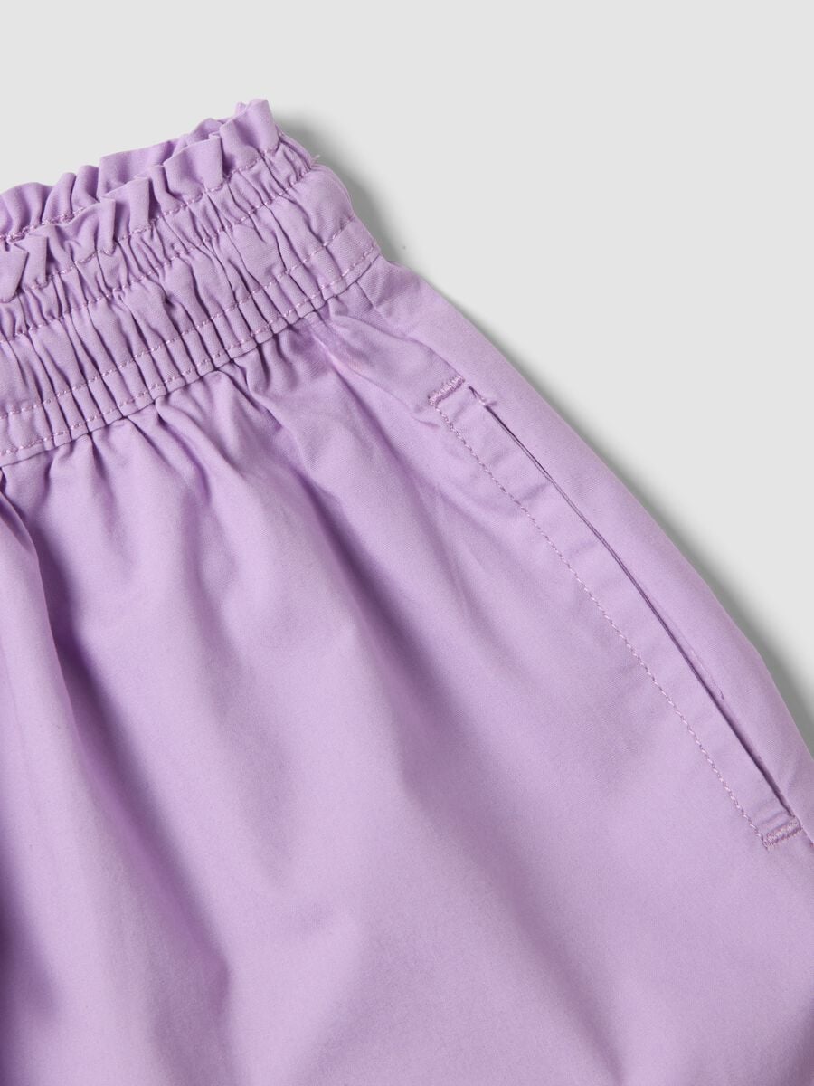 Purple pure cotton shorts with elasticated waist_3
