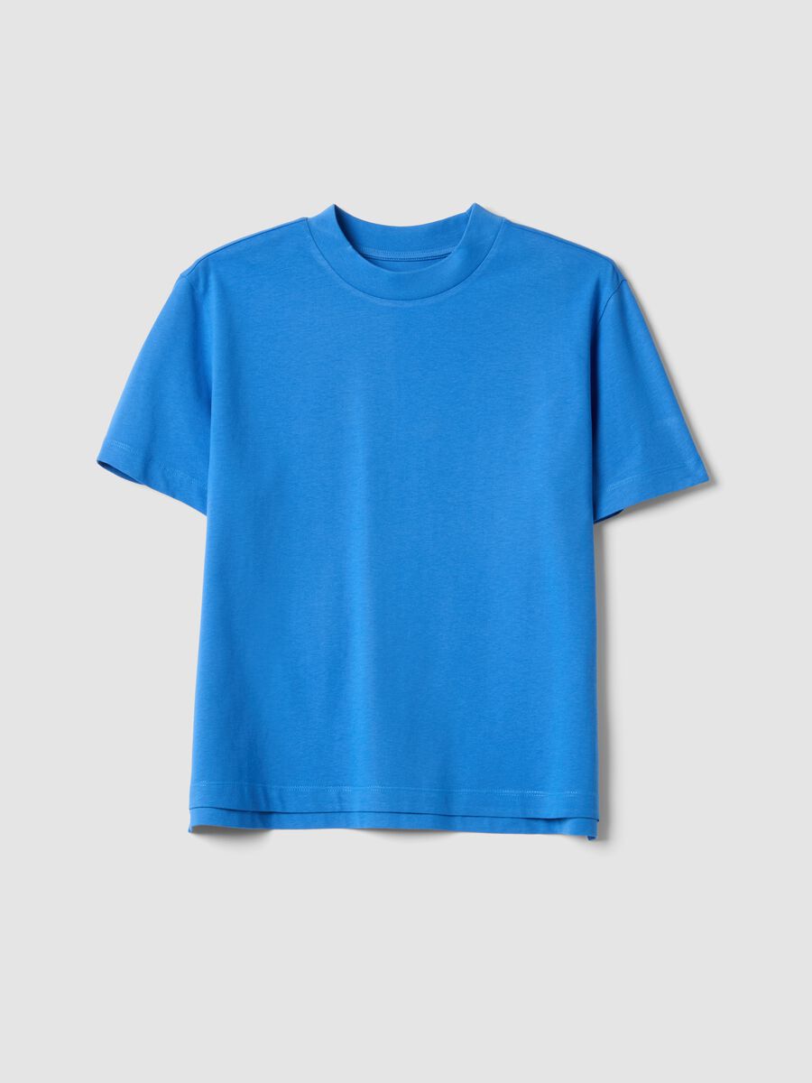 Blaues Regular-Fit T-Shirt aus reiner Baumwolle_4