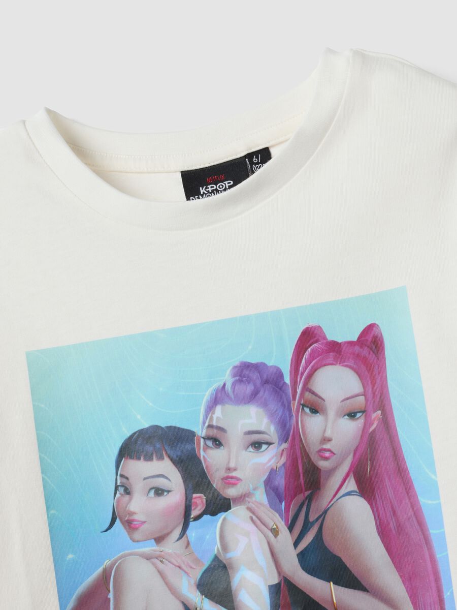 Wei&szlig;es T-Shirt aus reiner Baumwolle mit K-Pop Demon Hunters Print f&uuml;r M&auml;dchen_2