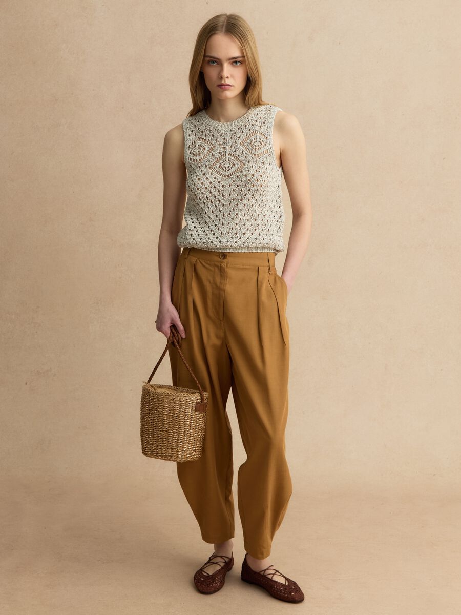 Braune Slouchy-Fit-Hose aus Lyocell-Baumwoll-Mix_0