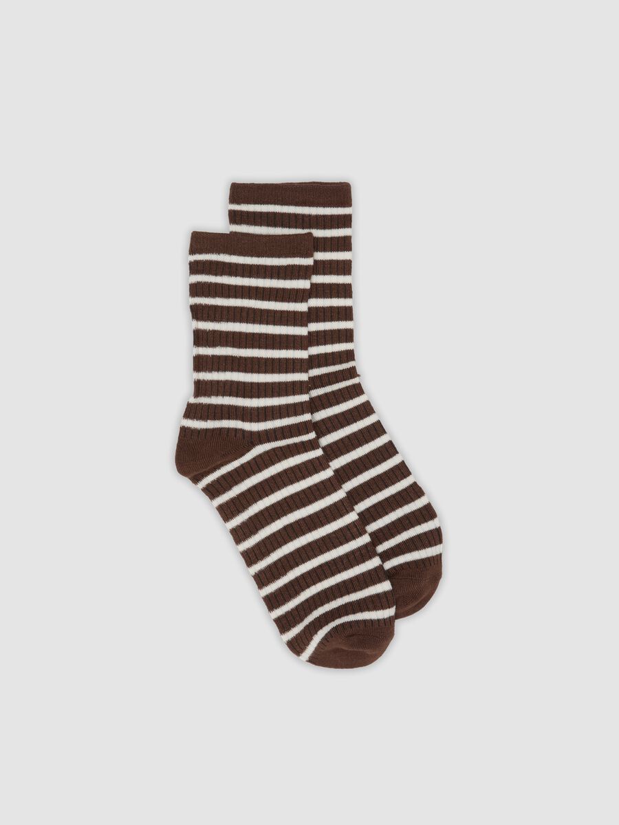 Brown striped stretch-fabric socks_0