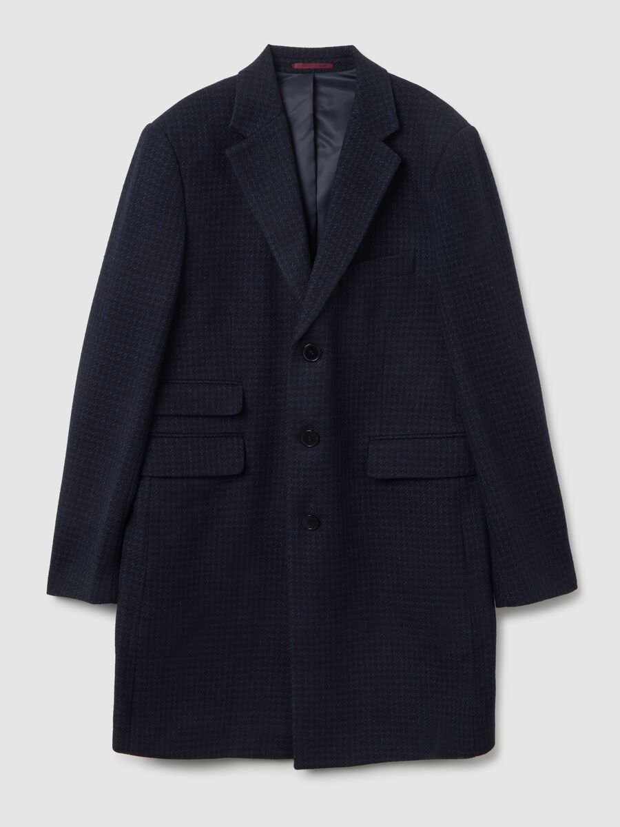 Long blue checked coat regular fit in houndstooth_4