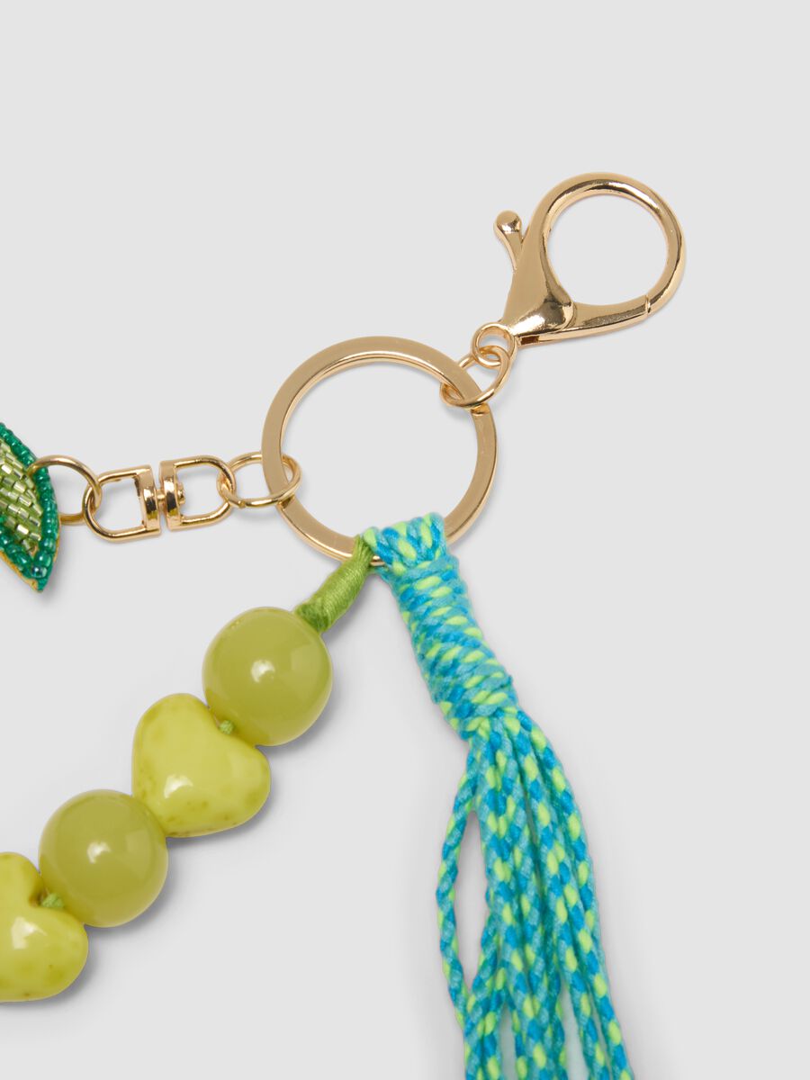 Multicolour pure cotton keyring with tassel and tropical charms_1