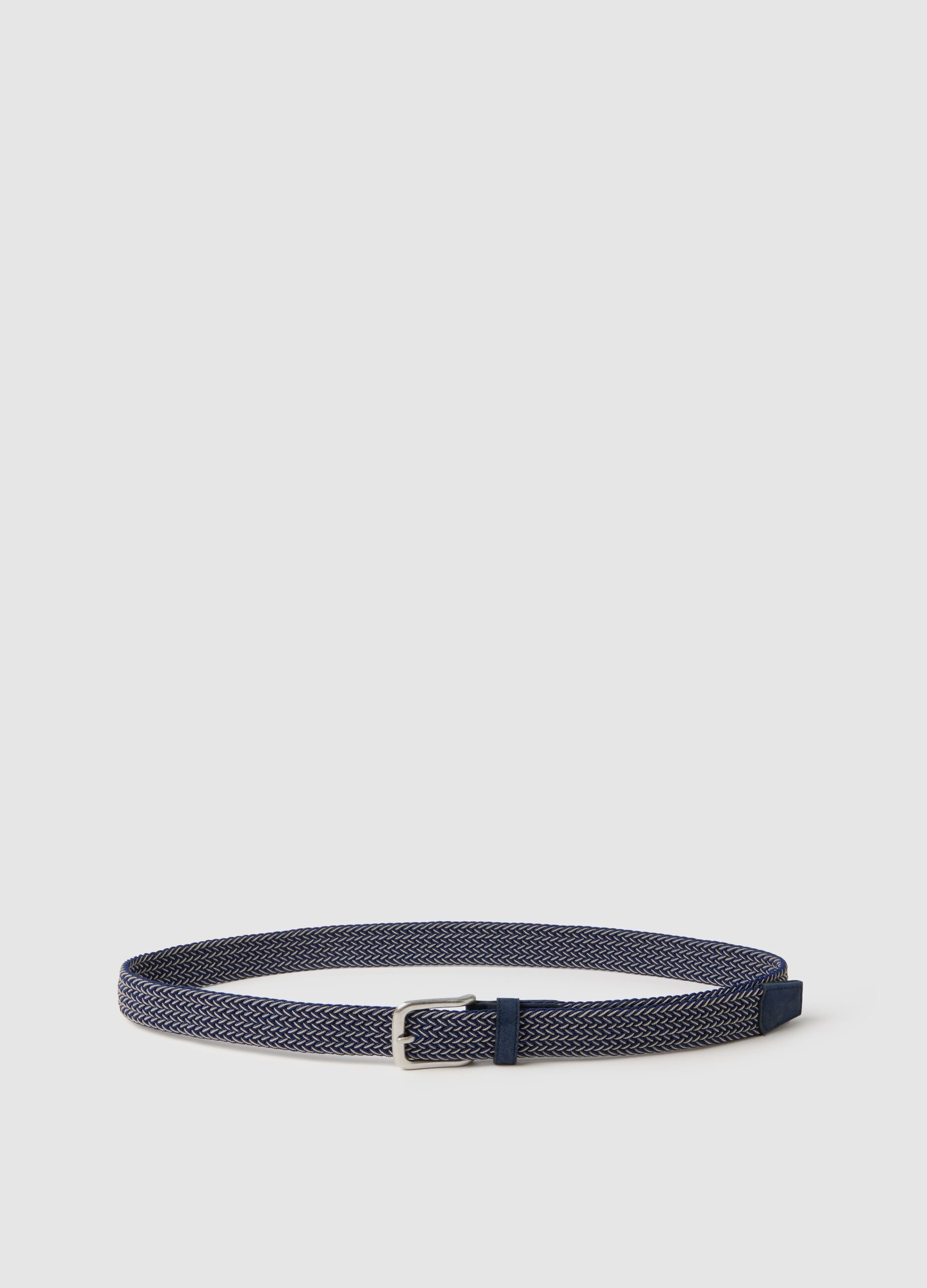 Multicolour braided belt with metal buckle